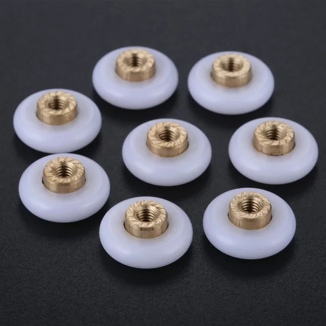DRELD 8 Stück Bad-Duschtürrollen Ersatzteil für Duschkabinen, Durchmesser: 18 mm, Farbe: Weiß - Bild 1