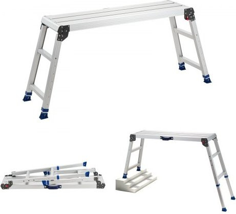 VEVOR Arbeitsplattform aus Aluminium in Silber, höhenverstellbare Klappbühne mit Sicherheitsverriegelung, B/T: 101,6 x 30,5 cm, Höhe: 58,4-87,6 cm, Tragkraft 226,8 kg - Bild 1