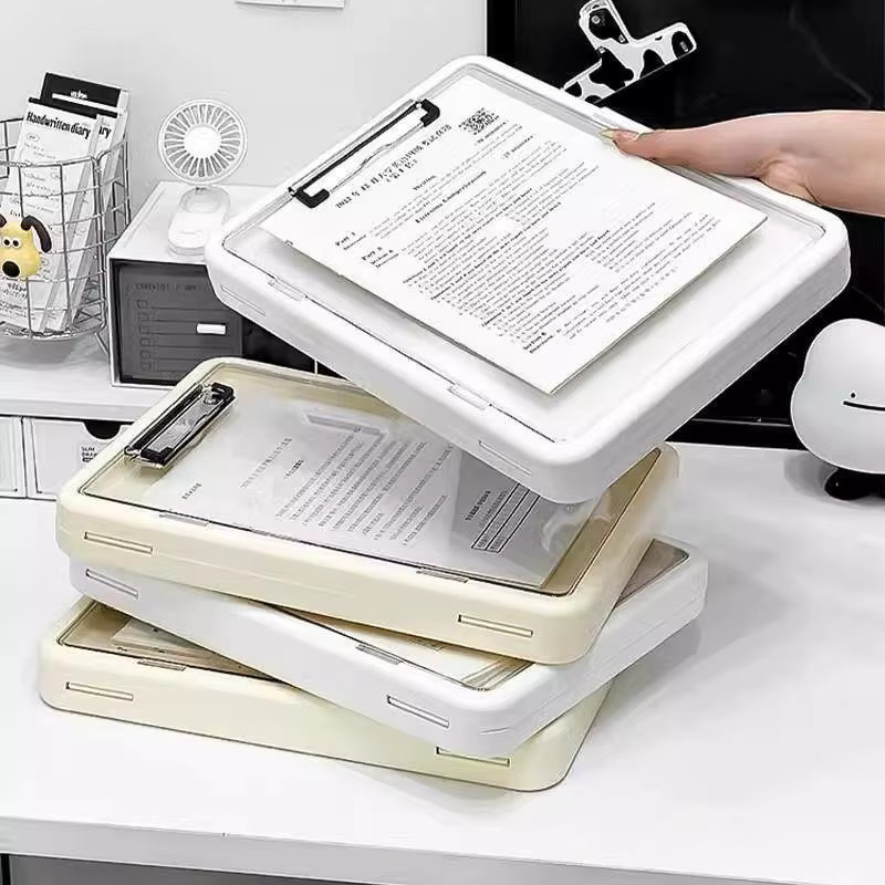 Multifunktionaler A4-Ordner aus Kunststoff als transparenter Dokumenten-Organizer und Clamp-Folder in Weiß - Bild 2