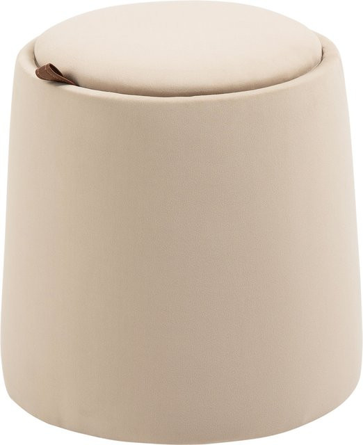 HOMCOM Ottomane runder Sitzhocker mit Stauraum in Beige Samtoptik mit abnehmbarem Deckel, Durchmesser: 44 cm, Höhe: 47,5 cm - Bild 1