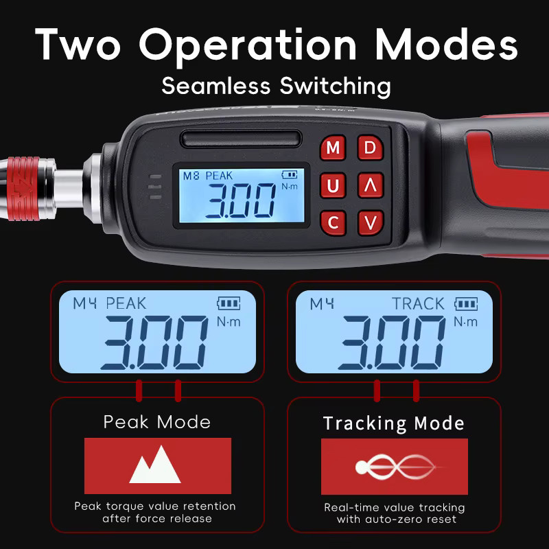 MoveCrab Digitales Drehmomentschraubendreher-Set in Schwarz mit 37-teiligem Bits- und Steckschlüsselsatz, 1/4 Zoll Antrieb, 0,2–10 Nm - Bild 4