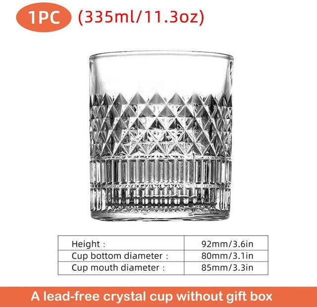 4er-Set Whisky-Gläser von Yiran Furniture, transparente Tumbler aus Kristallglas mit geometrischem Design, grau, 325 ml pro Glas inklusive Luxusbox - Bild 1