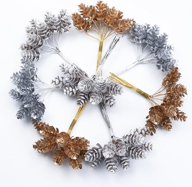 Künstliche Tannenzapfen in Gold und Silber für Weihnachtsdekoration, Hochzeiten und DIY-Geschenke als dekoratives Wohnaccessoire - Bild 1