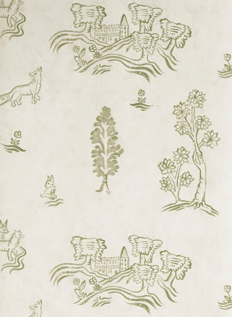 Andrew Martin Carta da parati Wychwood in Basil Green mit Tiermotiv - Bild 1