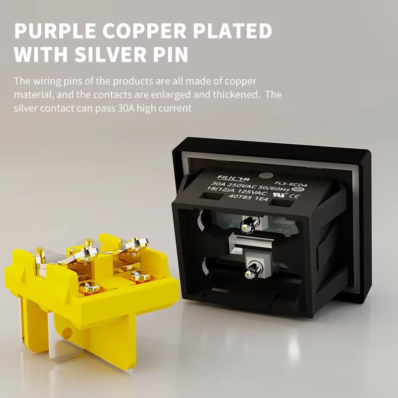 FILN Hochleistungs-4-Pin-DPST Kippschalter mit LED, IP67 wasserdicht, 30A/220V, Schwarz - Bild 4