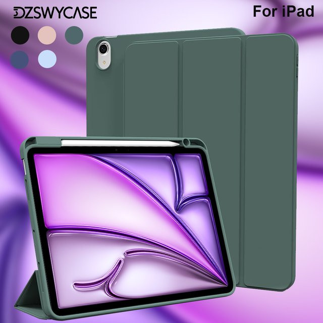 DZSWYCASE Schutzhülle für iPad Air 11 M2 M3, iPad Pro 11, iPad 10 und iPad Mini 6 mit Stifthalter-Abdeckung in Blau oder Grün - Bild 1
