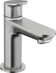 Duravit Standventil Wave mit zwei Griffen, Ausladung 90 mm, Edelstahl gebürstet, Silber - Bild 1