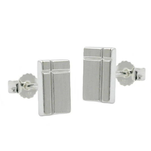 Colfem Ohrstecker Viereck mit Kreuz matt, 925, Herren - Bild 1