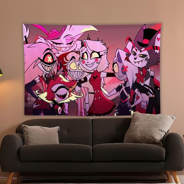 Hazbin Hotel Wandteppich mit Cartoon-Illustration von JMG Household Supplies, Mehrfarbig, Breite: 60 cm, Höhe: 90 cm - Bild 1