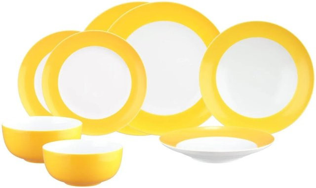 Seltmann Weiden Liberty Pure Colors Einsteiger-Set 8-teilig aus Porzellan in Yellow Glow - Bild 1