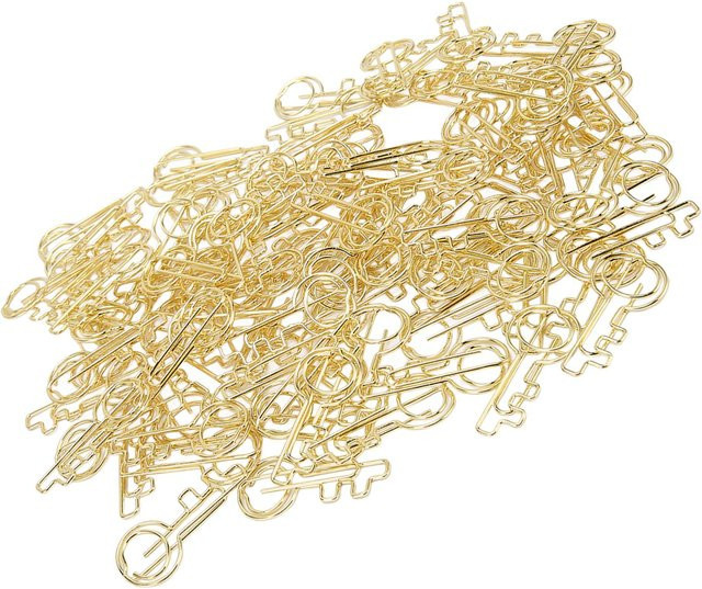 GoolRC Büroklammern in Schlüsselform aus Metall, 100 Stück, Beige und Gold - Bild 1
