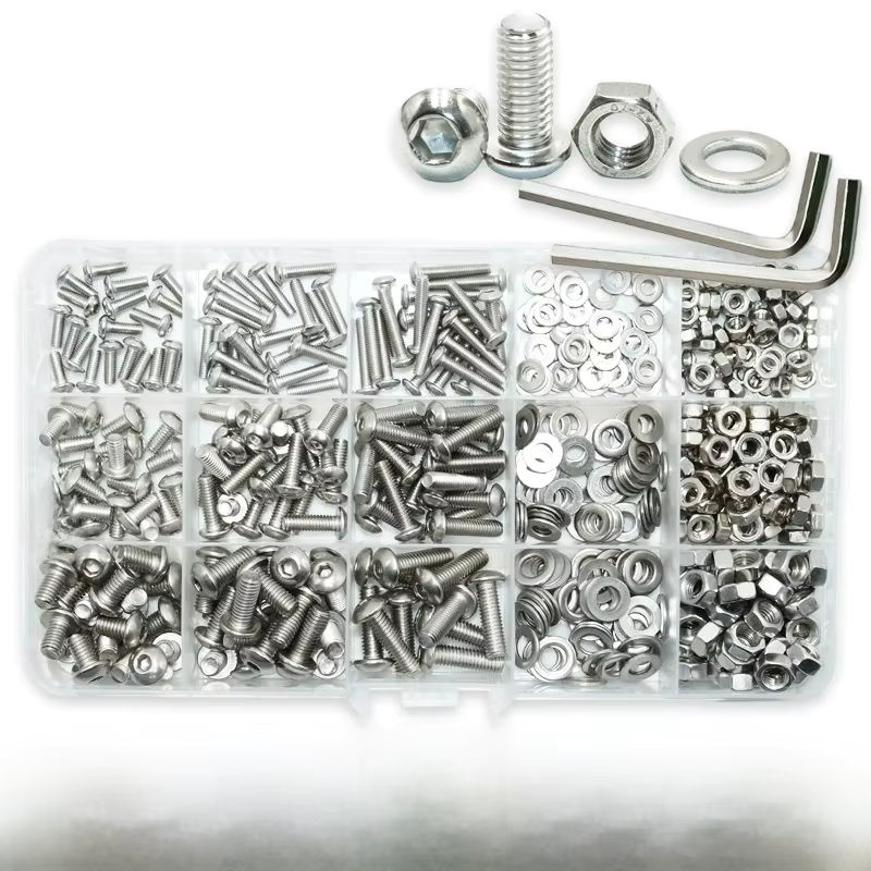 YMAX Schraubenset aus Edelstahl in Silber mit Innensechskant-Halbrundkopfschrauben, Muttern und Unterlegscheiben - Bild 5