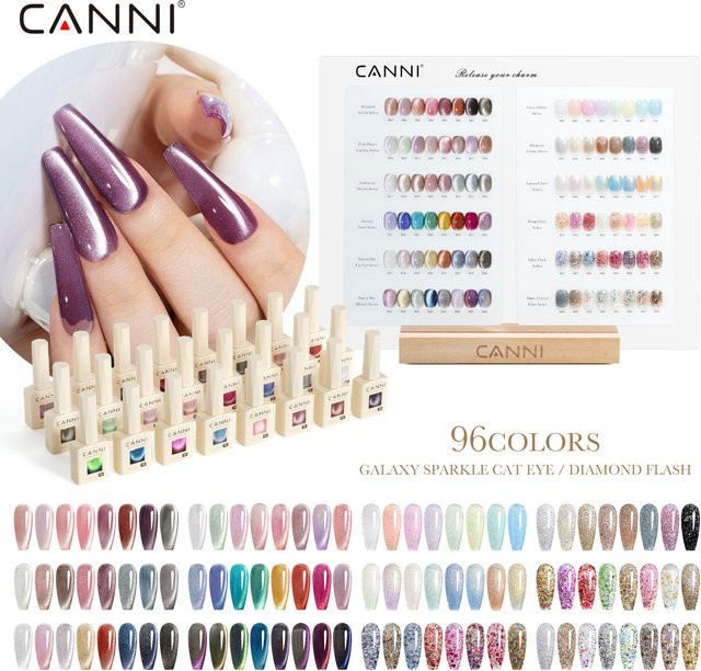 CANNI Glitter Gel Cat Eye Nagellack Set, 96 Farben, Schimmernd - Bild 1
