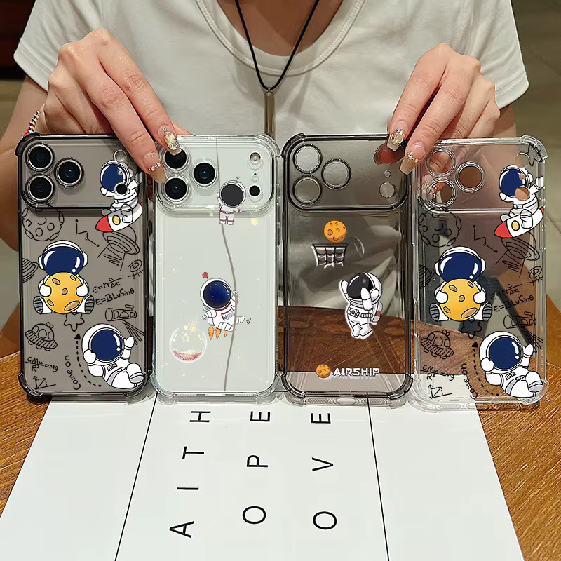 MOESOE Handyhülle mit Kartensteckplatz und Astronauten-Design für iPhone 17 16 15 14 13 12 11 Pro Max, stoßfeste transparente TPU-Abdeckung - Bild 3