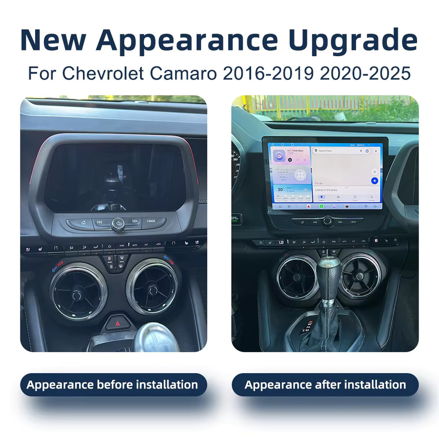 COOROAD Android 14 Multimedia Autoradio mit kabellosem CarPlay und GPS für Chevrolet Camaro 2016-2025, Schwarz - Bild 2