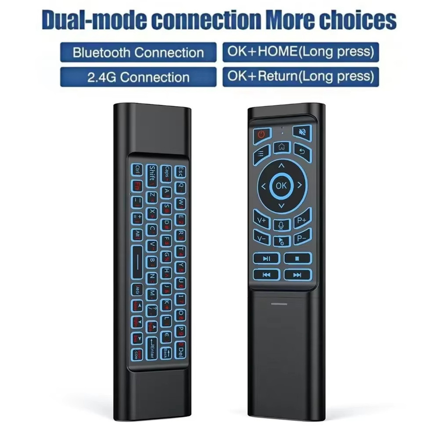 KEBIDUMEI Air Mouse Fernbedienung mit Gyroskop und Hintergrundbeleuchtung, Bluetooth 5.2, 2.4G und IR-Lernfunktion, Tastatur-Maus für Android Smart TV Box und PC, Schwarz/Mehrfarbig - Bild 6