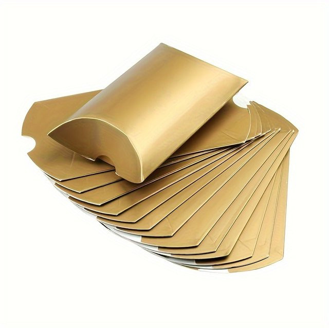 10 Stück Kissenboxen aus Kraftpapier für Hochzeiten und Süßigkeiten in Rot und Gold - Bild 1