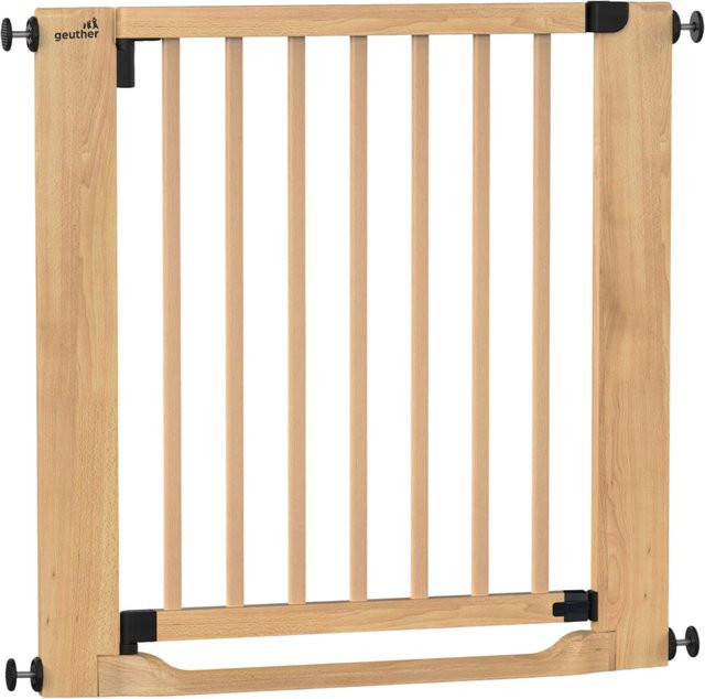 Geuther Türschutzgitter Easylock mit Flatstep aus Holz in Braun, erweiterbar und ohne Bohren - Bild 1