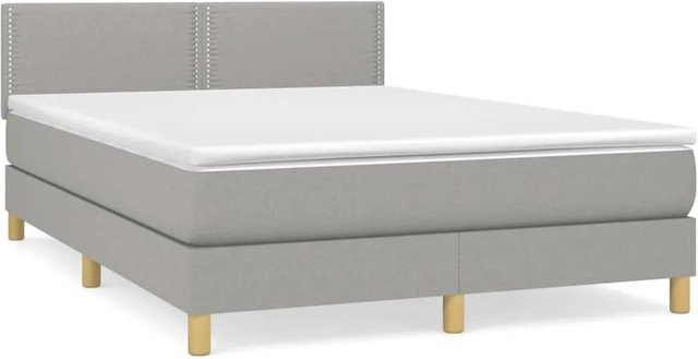 vidaXL Boxspringbett mit Matratze Hybrid-Design in Hellgrau, B/T/H: 140 x 200 cm - Bild 1
