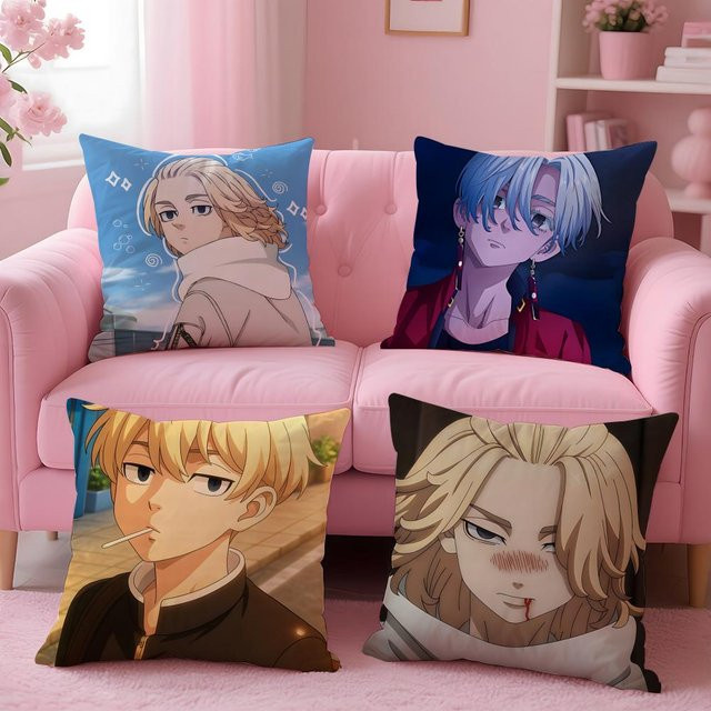 Wendbarer Anime Tokyo Revengers Kissenbezug für Sofa und Schlafzimmer, B/B/H: 30 x 30 x 1 cm - Bild 1