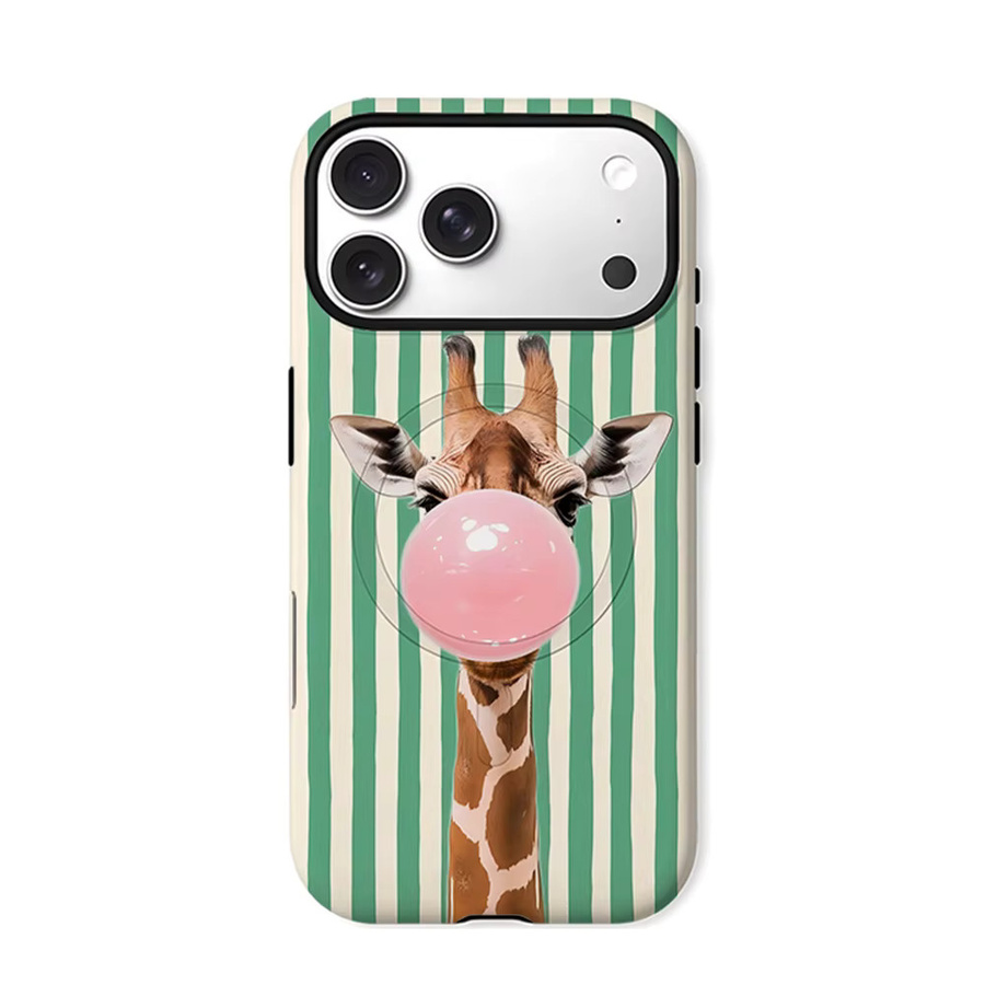 CaseChic Matte Bumper Schutzhülle mit MagSafe Kompatibilität für iPhone 17 16 15 14 Plus Pro Max, Stoßfeste Bubble Giraffe Design, Mehrfarbig - Bild 6