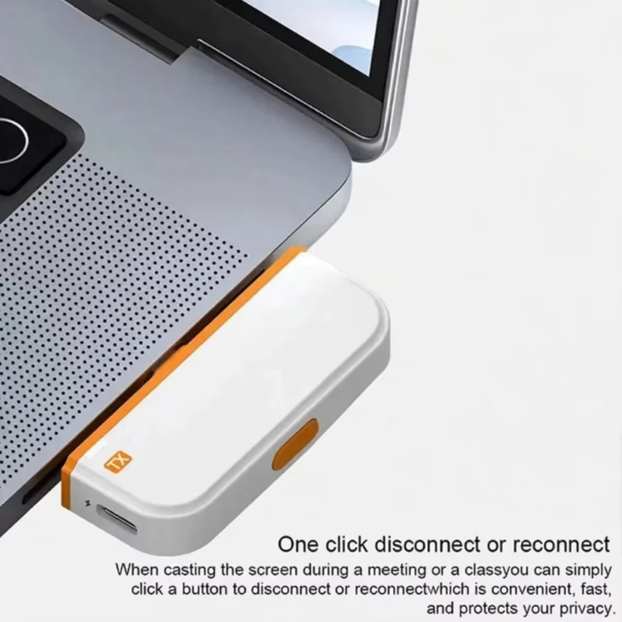 VIKEFON Kabelloser HDMI Video-Sender und Receiver-Extender-Adapter mit USB-C, Reichweite 50 m, Weiß oder Orange - Bild 3