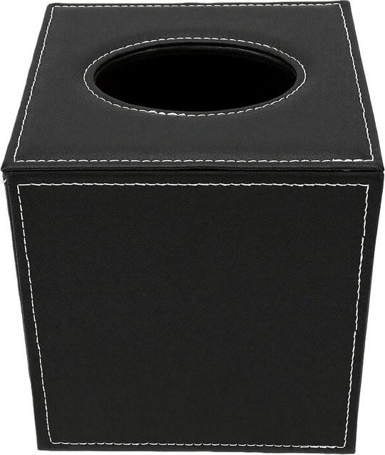 Fishine Taschentuchbox aus PU-Leder in Schwarz mit magnetischem Boden für Zuhause und Büro - Bild 1