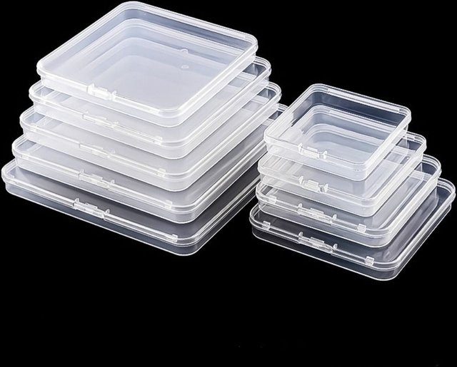 Quadratische Aufbewahrungsbox aus Kunststoff in Transparent für Schmuck, Perlen und Kleinteile - Bild 1
