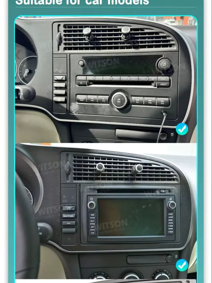 AVGOTOP 7-Zoll OEM-Autoradio mit Carplay, Bluetooth, GPS und WLAN für SAAB 9-3, Multimedia-Stereoanlage in Schwarz mit IGO-Karte - Bild 1