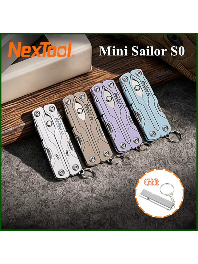 NexTool Mini-Seemannenschere S0 8-in-1 Micro Multitool Schlüsselanhänger EDC Taschenschere in Silber - Bild 3