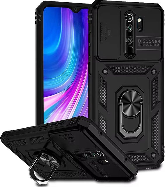 Xiaomi Heavy Duty Schutzhülle mit Ständer für Redmi Note 8 9 10 Pro 9s 10s 10A 10C 9A 9C NFC in Schwarz und Grün - Bild 1