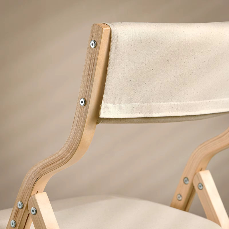 SoBuy FST40 Klappstuhl in Natur und Beige mit gepolsterter Sitzfläche aus Holz und Stoff im skandinavischen Design - Bild 5