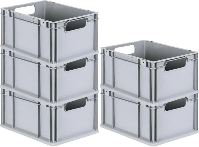 PROREGAL Spar Set 5x Eurobox Nextgen Economy Transportboxen mit offenen Griffen, Grau, H x B x T: 22 x 30 x 40 cm, 20 Liter - Bild 1