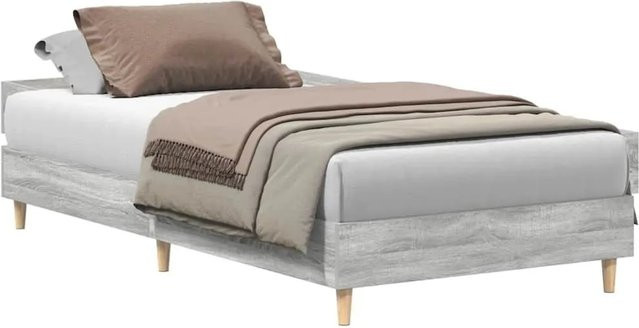 vidaXL Bettgestell ohne Matratze in Grau Sonoma aus Holzwerkstoff und Eukalyptusholz, B/T/H: 90 x 190 cm - Bild 1