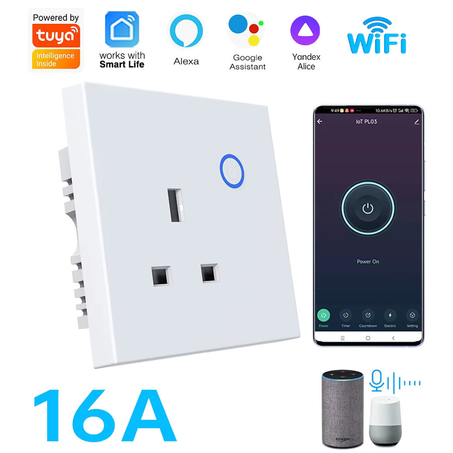 TUYA WiFi Smart Zeitschaltuhr-Steckdose in Weiß mit Fernbedienung für den britischen Standard - Bild 2