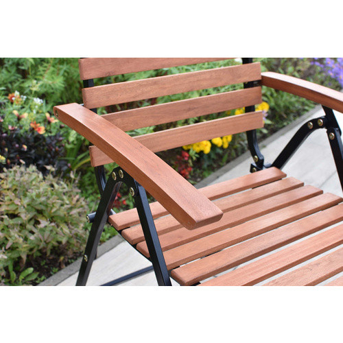Merxx Schlossgarten Klappsessel aus Flachstahl und Eukalyptusholz in Beige, B/T/H: 55 x 46 x 110 cm - Bild 2