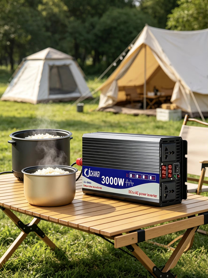 CJ CHANGI Reiner Sinus-Wechselrichter 3000W bis 5000W DC 12V/24V zu AC 220V 50Hz mit Universal- und Europäischer Steckdose in Schwarz - Bild 5