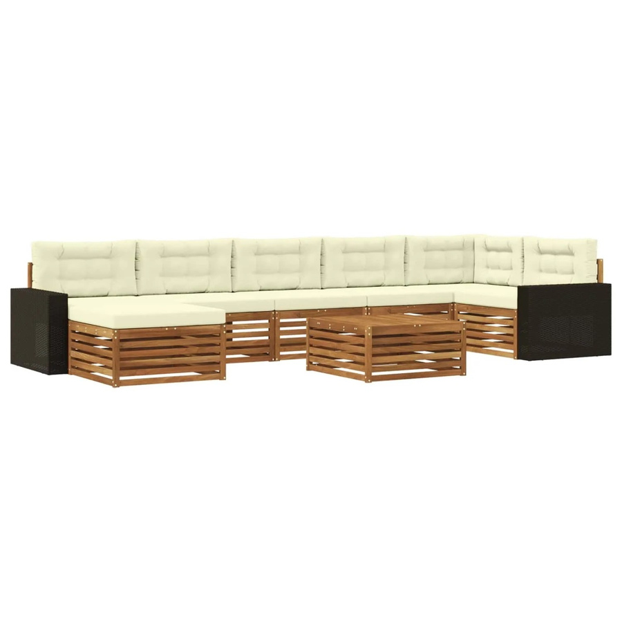 vidaXL Outdoor-Sofagarnitur aus Akazienholz mit 8 Kissen in Natur und Creme - Bild 2