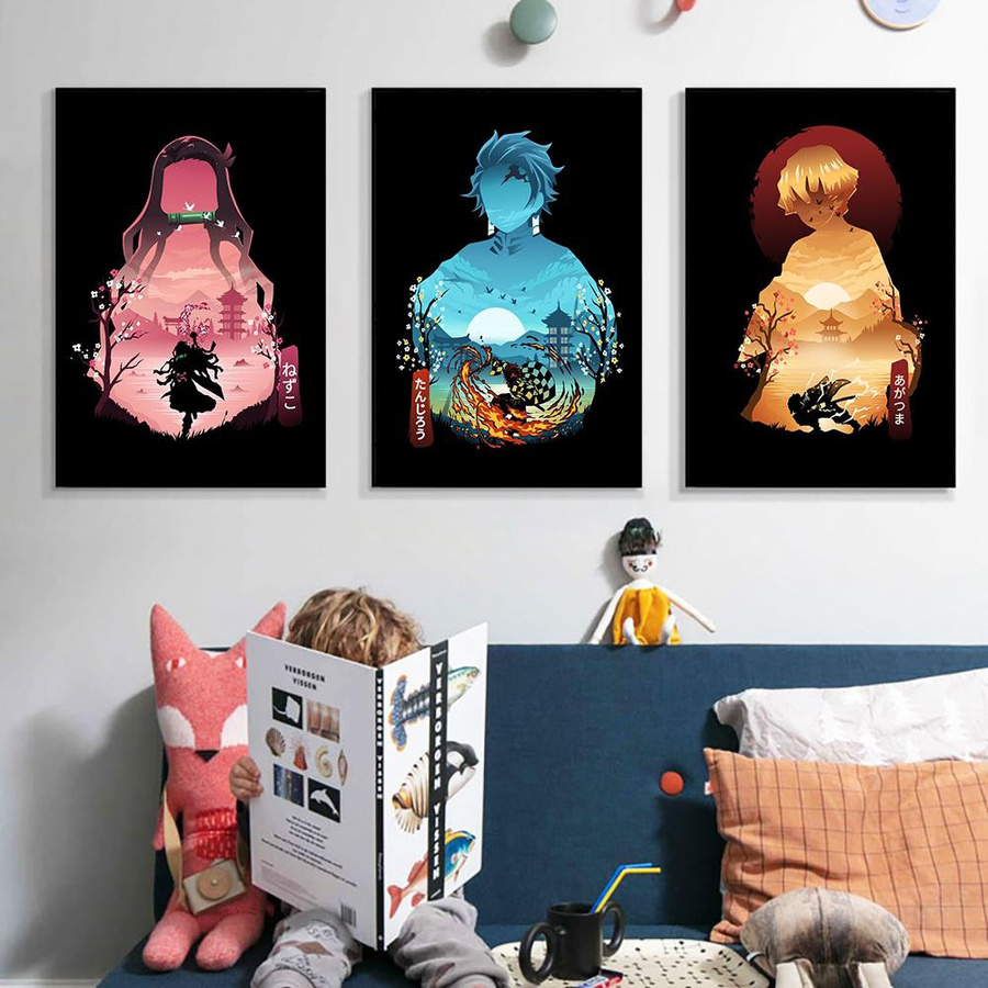 Demon Slayer Anime Kunstposter Kamado Tanjirou Leinwandmalerei Dream Chasing Art Museum B: 21 cm, H: 30 cm, Multicolor - Bild 2