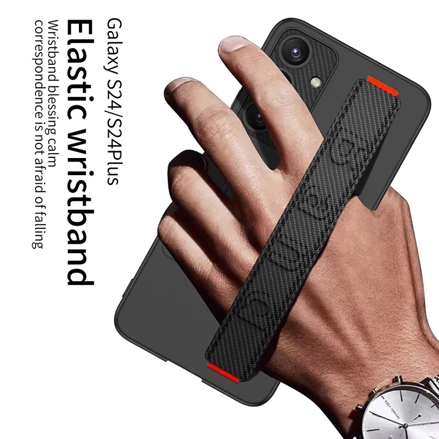 Samsung Galaxy S25 Ultra S25 Plus S24 S23 Ultra Hard Shell Handyhülle mit Handgelenkschlaufe und Kickstand in Schwarz - Bild 1