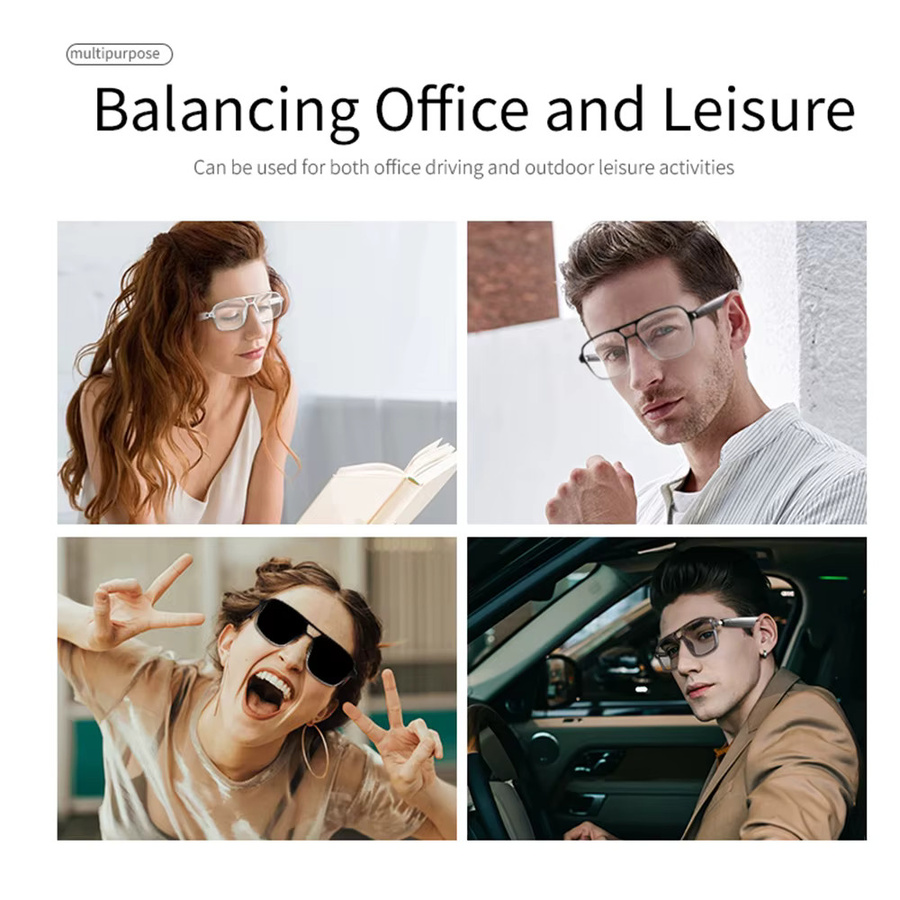 SIMSONLAB Smart-Brille mit KI-Sprachassistent, Bluetooth-Kopfhörer für Anrufe und Touch-Musiksteuerung, Anti-UV-Linsen mit Farbwechsel in Blau - Bild 2