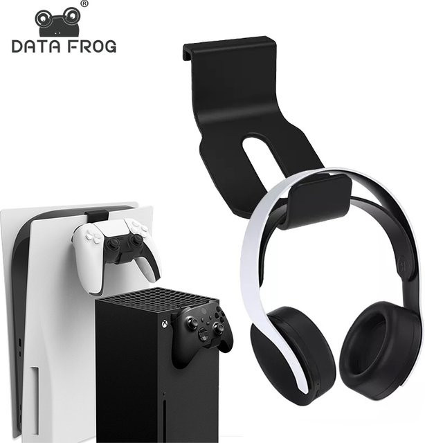 DATA FROG Universal Kopfhörer Aufhänger und Controller Halterung für PS5 und Xbox Serie X, Schwarz - Bild 1