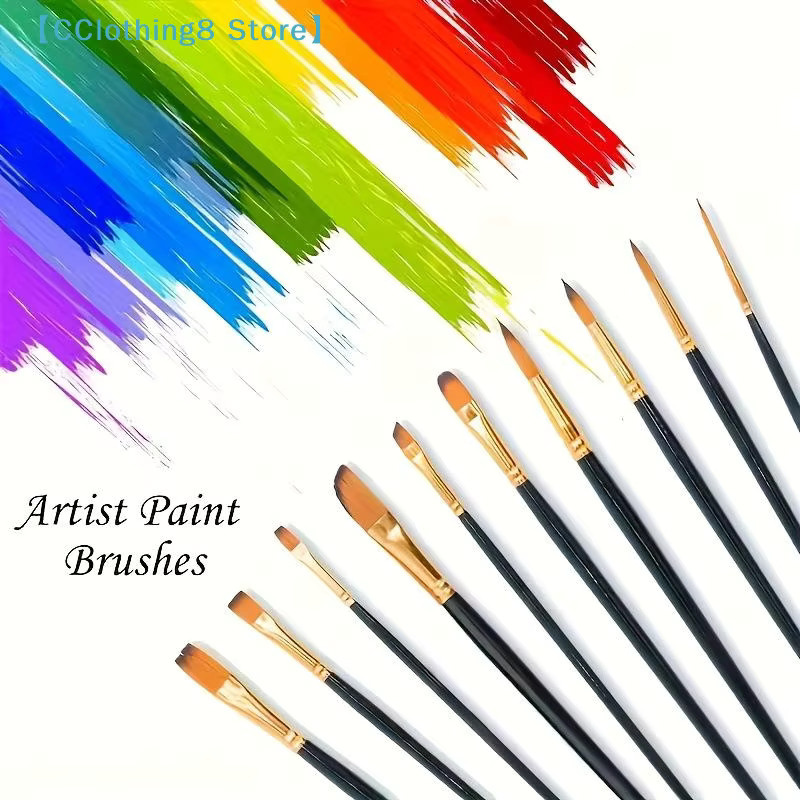 12-teiliges Nylon-Borstenpinsel-Set von AliS8 in Multicolour für Aquarell, Öl- und Acrylmalerei - Bild 3