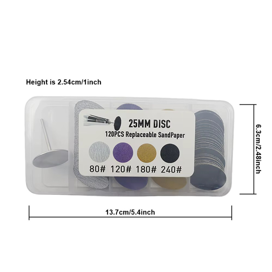 Easy Nail Schleifpapierscheiben mit Metallnagelbohrer, 120 Stück, 25 mm, Körnung 80 120 180 240, Unisex - Bild 2