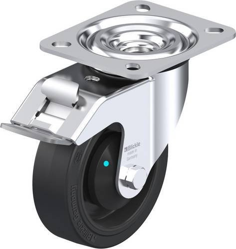 Blickle L-POEV 100KAD-FI Lenkrolle mit Feststeller in Schwarz und Silber, Rad-Durchmesser: 100 mm, Tragfähigkeit: 200 kg - Bild 1