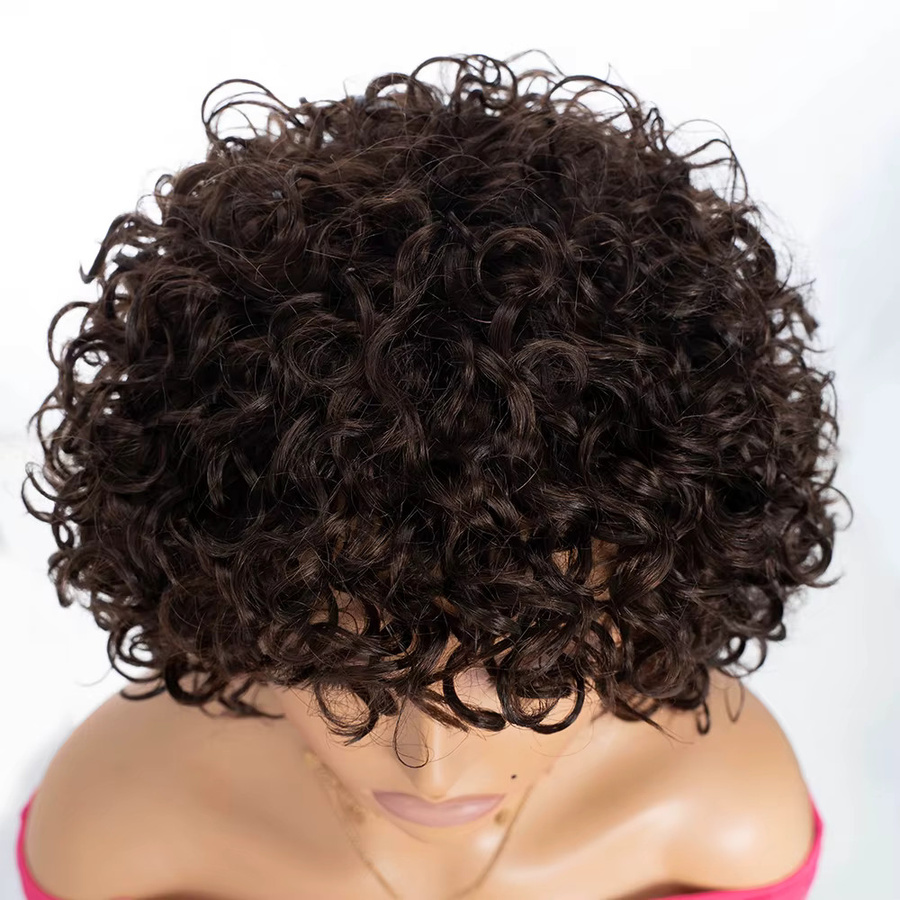 Sleek Echthaar Perücke, kurz lockig, 8 Zoll, Damen, p4/27 - Bild 3