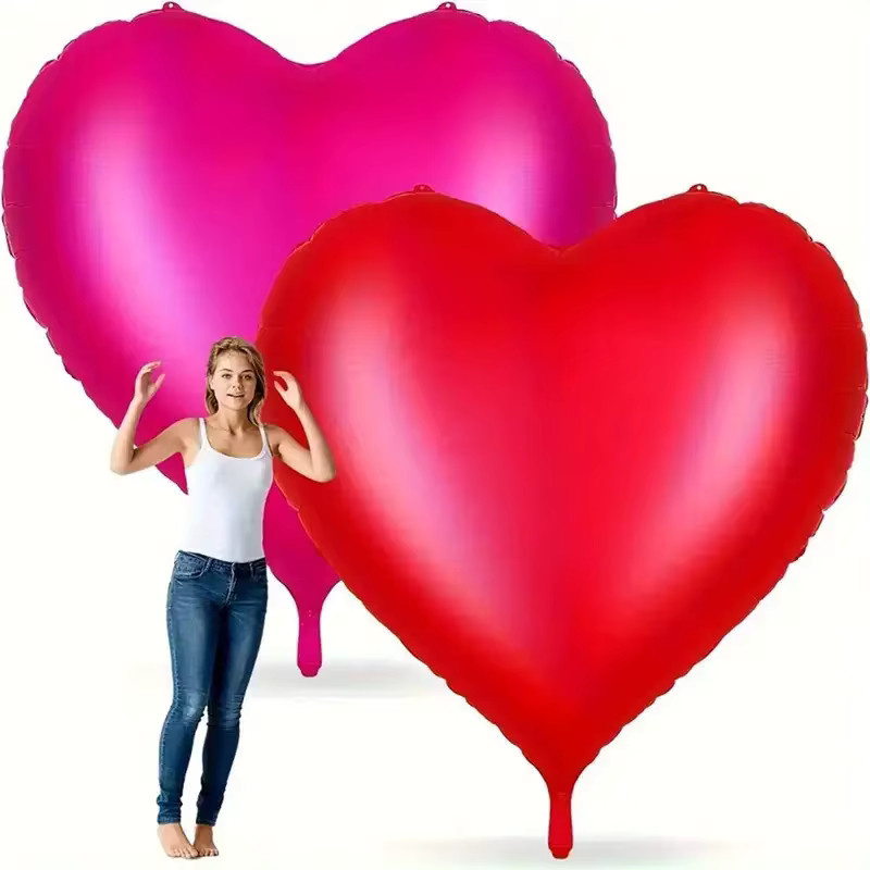 Übergroßer Liebesherz-Folienballon von Loha Party in Rot oder Pink für Valentinstag, Hochzeit und Partys, Durchmesser: 152,4 cm - Bild 2