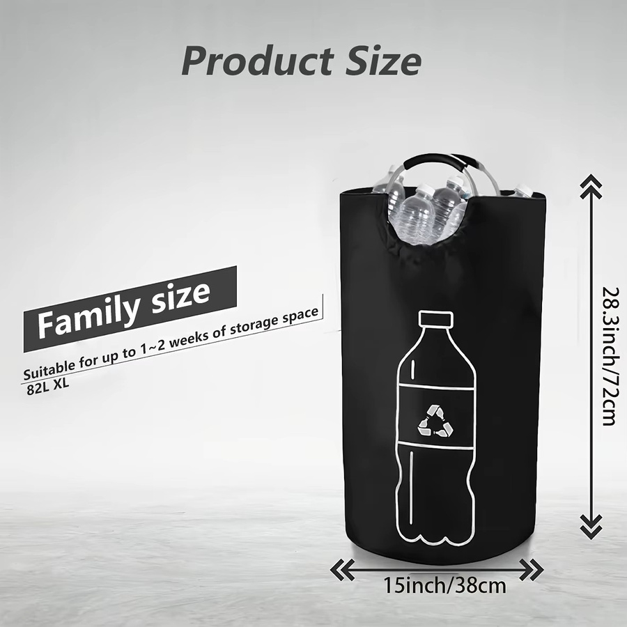 Zusammenklappbarer Recyclingbehälter in Schwarz, extra großer Mehrzweck-Aufbewahrungskorb aus Stoff, B/T/H: 38,0 x 72,0 x 1,0 cm - Bild 6