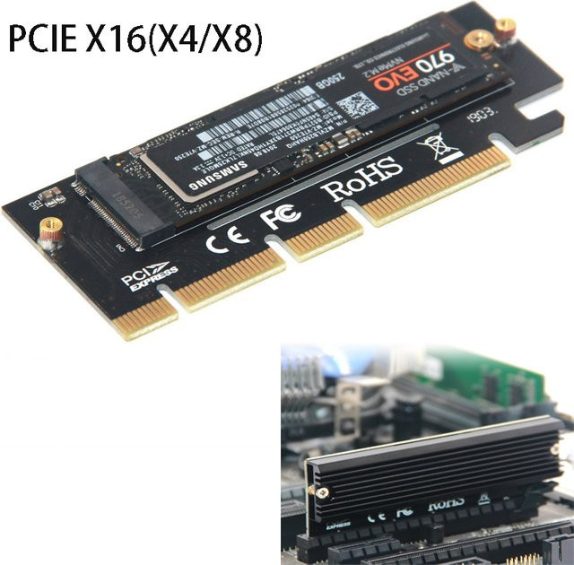 OULLX SSD M.2 NVMe Konvertierungskarte PCIe Erweiterungsadapter mit Aluminium Schnellkühlung in Schwarz - Bild 1