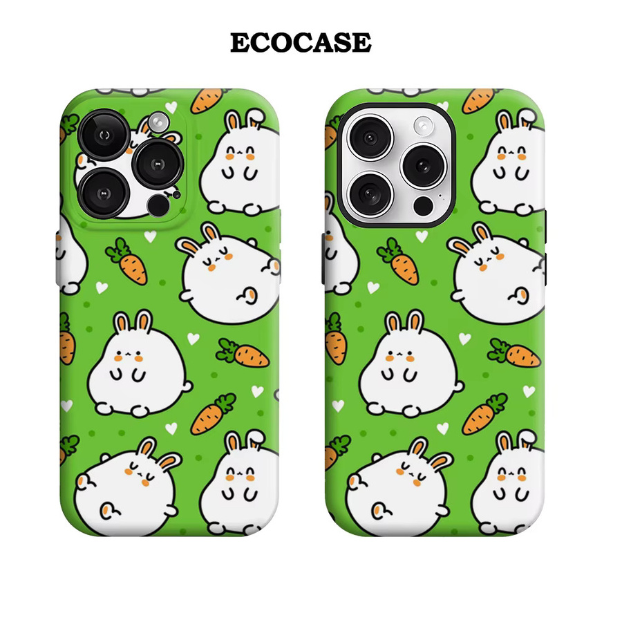Potdemiel Handyhülle Chubby White Bunny & Carrot für iPhone 17 16 15 14 13 12 Pro Max Plus mit doppelschichtiger Rückseite in Weiß - Bild 2